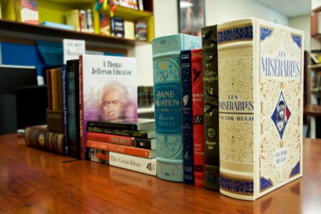 Books on a table